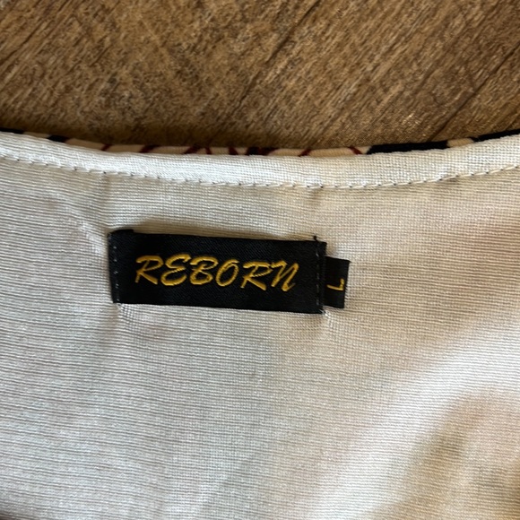 Reborn Dress, size Large, Blue, Red and Cream colored with lace bell sleeves - Picture 4 of 4